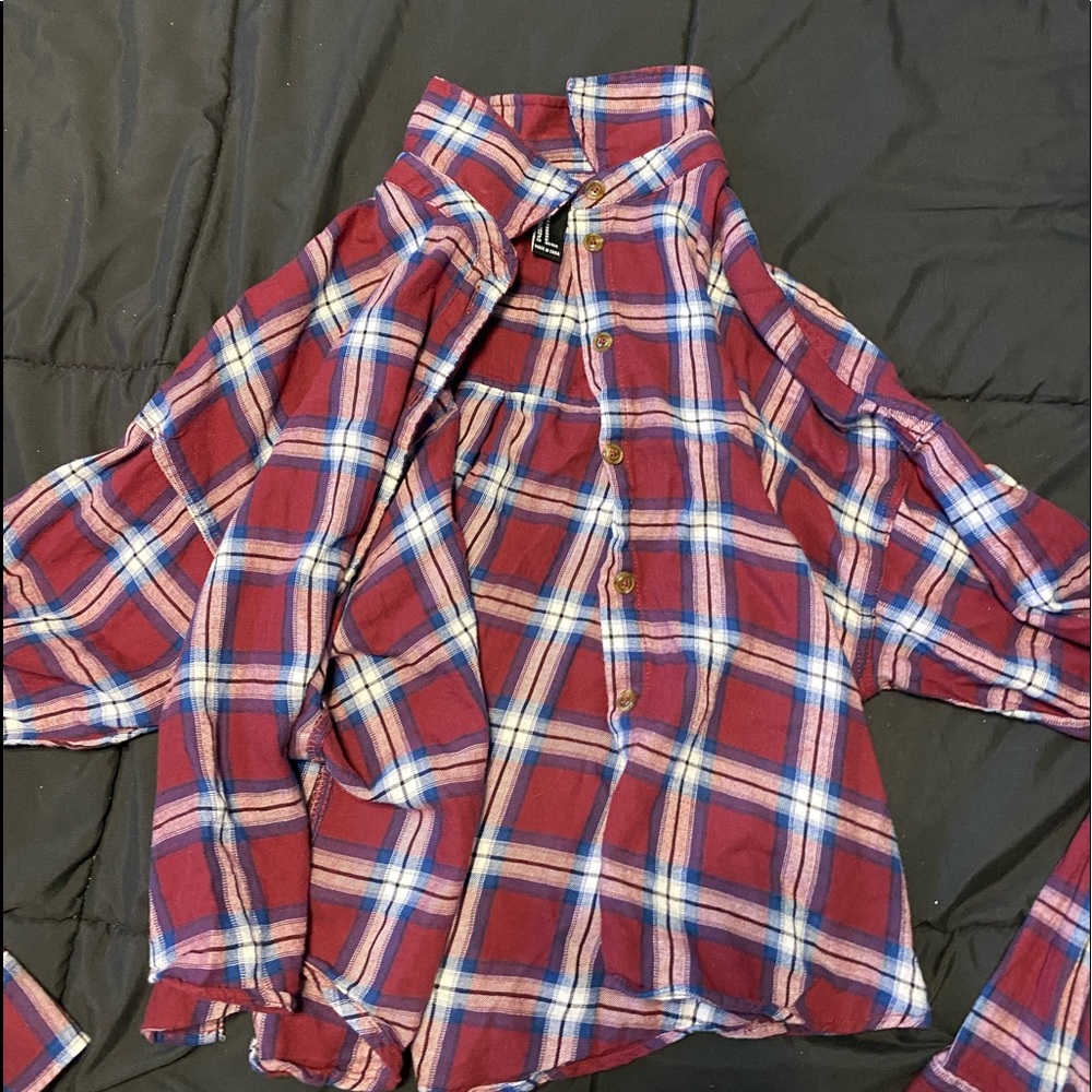 cropped button up flannel